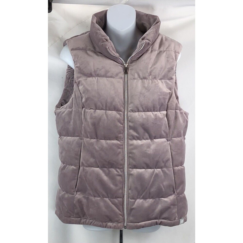 Zeroxposur Quilted Puff Velour Vest L Pink Ash Zipper Front Pockets High Collar